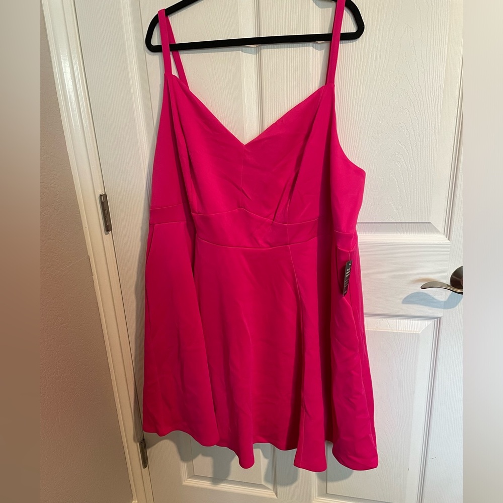 NWT. Torrid Bright Fuchsia Lace Up Dress.